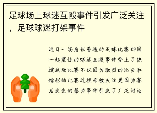 足球场上球迷互殴事件引发广泛关注，足球球迷打架事件